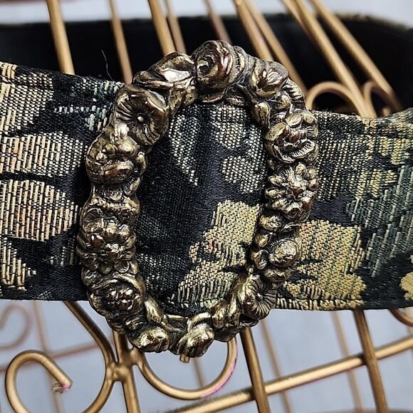 Vintage ECHO Floral Tapestry Belt with Brass Tone Floral Buckle - Picture 1 of 10